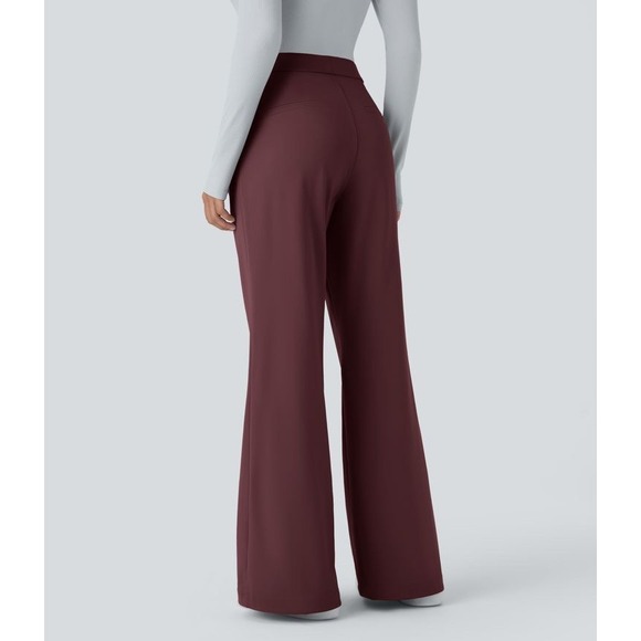 NWT Halara Flex High Waisted Work Flare Sz XL Regular‎ Fit Pleated Burgundy - Picture 3 of 13